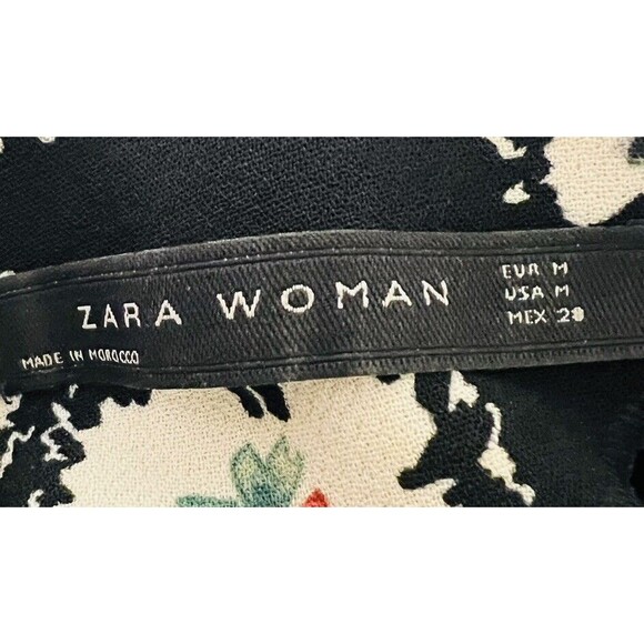 Zara Woman Black Floral Mini Dress Size Medium Career Party Office - Picture 9 of 9